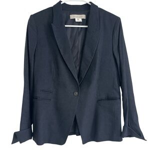 Gerard Darel Navy Wool Linen Blend Pin Stripe Jacket Blazer 38